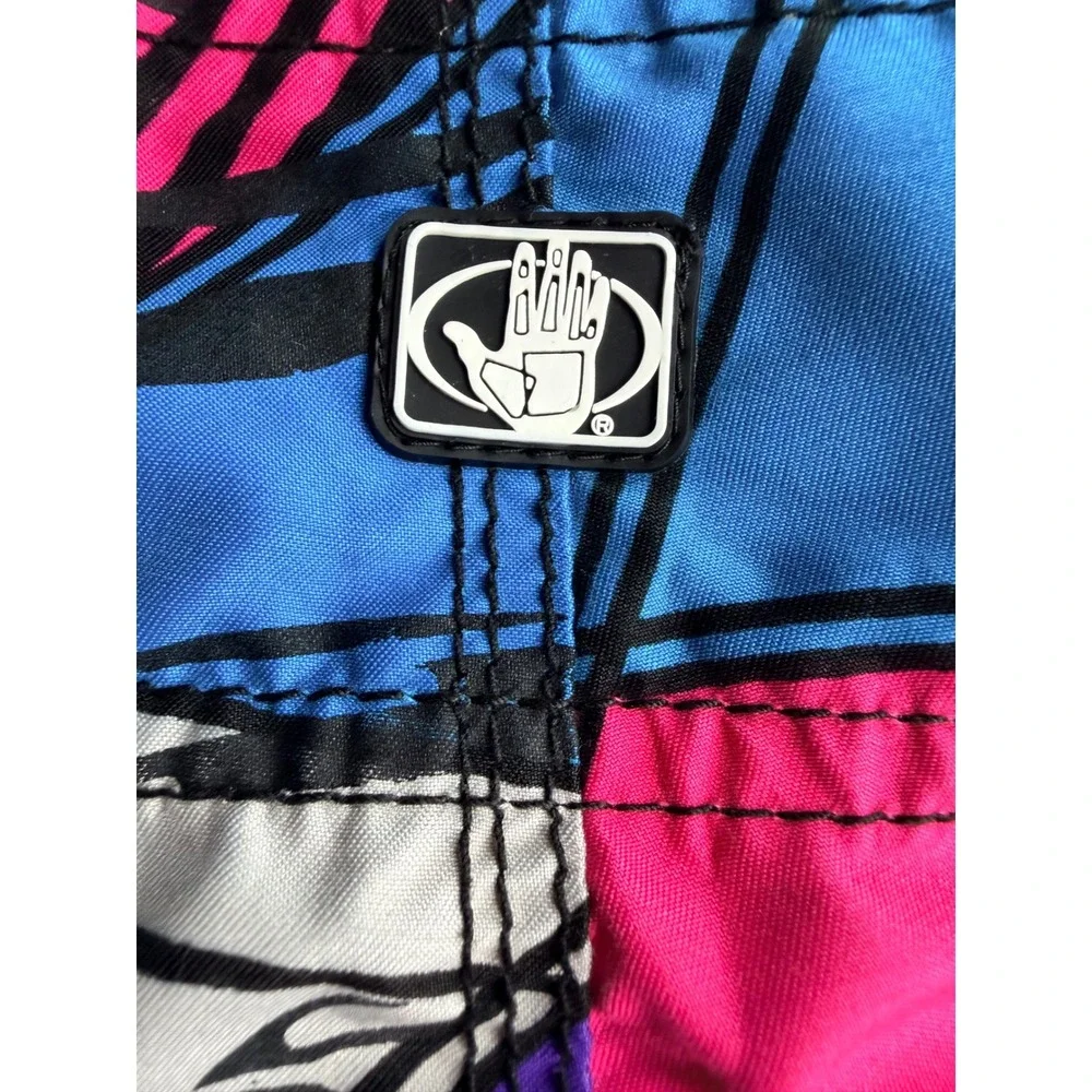 Vintage Y2K Body Glove Board Shorts Size 34 Neon Geometric Pattern Dopamine Surf